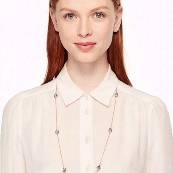 💖KATE SPADE Lady Marmalade Diamond Crystal Statement Scatter Long Necklace Rose - Picture 6 of 6